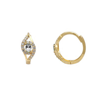 Sideways-Eye White Huggie Earrings (14K) Popular Jewelry New York