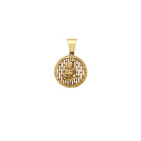 Bambuko siluetas apvalus šventosios Barbaros medaliono pakabukas (14K) Popular Jewelry NY