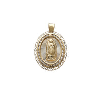 Silhouette Heart Zirconia Framed Virgin Mary Pendant (14K) Popular Jewelry NY