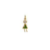 Silhouette Green & White Stone Little Girl Pendant (14K) Popular Jewelry New York