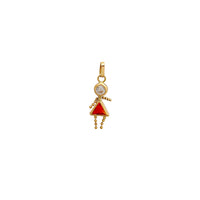 Silhouette Red & White Stone Little Girl Pendant (14K) Popular Jewelry New York