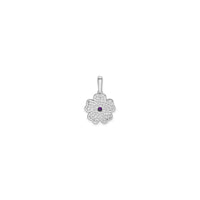 Amethyst Purple Flower Pendant (Silver) back - Popular Jewelry - New York