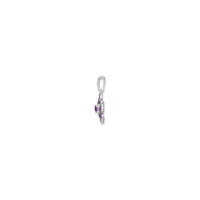 Amethyst Purple Flower Pendant (Silver) side - Popular Jewelry - New York