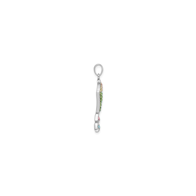 Bedazzled Colorful Kite Pendant (Silver) side - Popular Jewelry - New York