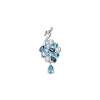 Crystal Blue Peacock Pendant (Silver) front - Popular Jewelry - New York