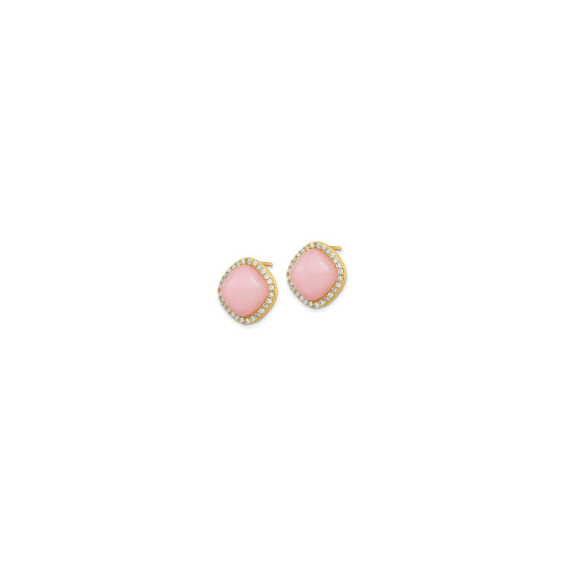 Cushion Pink Jadeite Stud Earrings (Silver) side - Popular Jewelry - New York