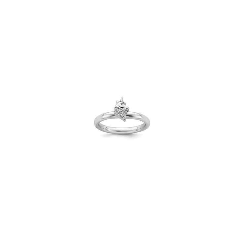 Diamond Unicorn Stackable Ring (Silver) main - Popular Jewelry - New York