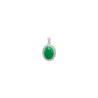 Obesek iz zelenega žadnega ovalnega grškega ključa (srebrn) spredaj - Popular Jewelry - New York