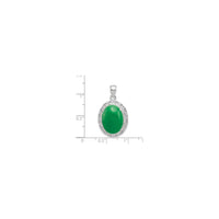 Green Jade Oval Greek Key Framed Pendant (Silver) scale - Popular Jewelry - Nouyòk