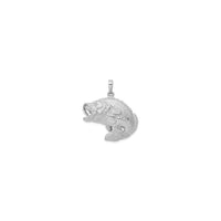 Jumping Bass Fish Pendant (Silver) front - Popular Jewelry - New York