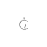 Kitty Over the Moon Pendant (Silver) front - Popular Jewelry - New York