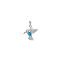 Opal Inlay Hummingbird Pendant (Silver) front - Popular Jewelry - York énggal