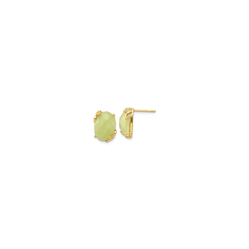 Oval Green Jadeite Stud Earrings (Silver) main - Popular Jewelry - New York