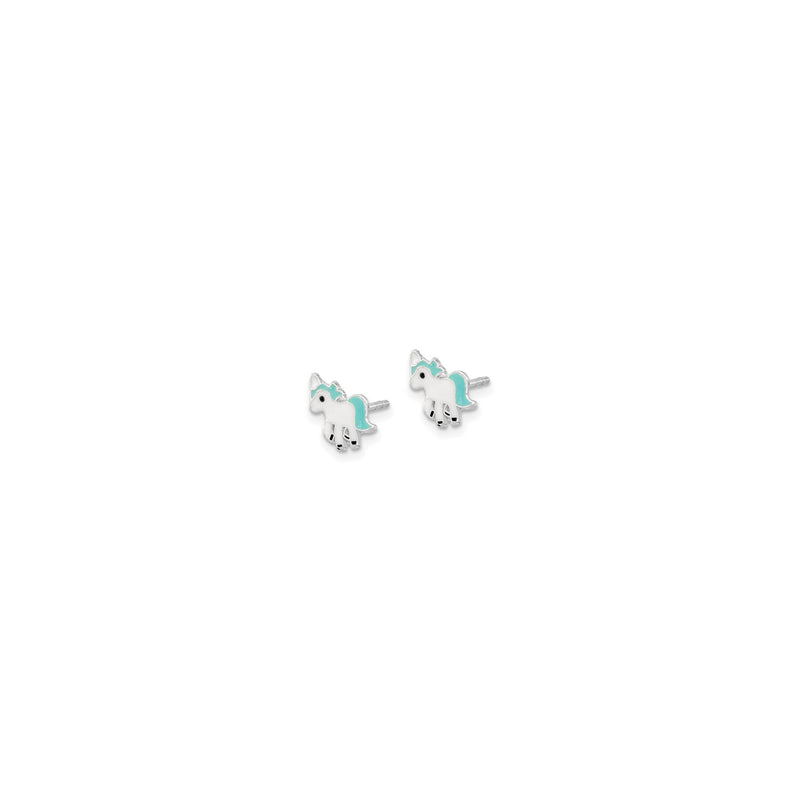 Pastel Blue Unicorn Stud Earrings (Silver) side - Popular Jewelry - New York