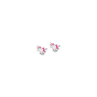 Pink Unicorn Stud Earrings (Silver) side - Popular Jewelry - New York