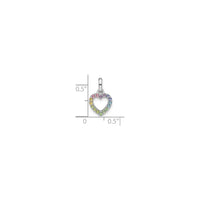 Rainbow Crystal Heart Contour Pendant (Silver) scale - Popular Jewelry - New York