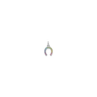 Rainbow Crystal Horseshoe Pendant (Silver) front - Popular Jewelry - New York