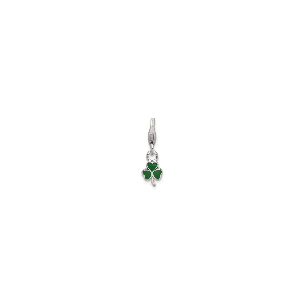 Shamrock Enameled Charm (Silver) front - Popular Jewelry - New York