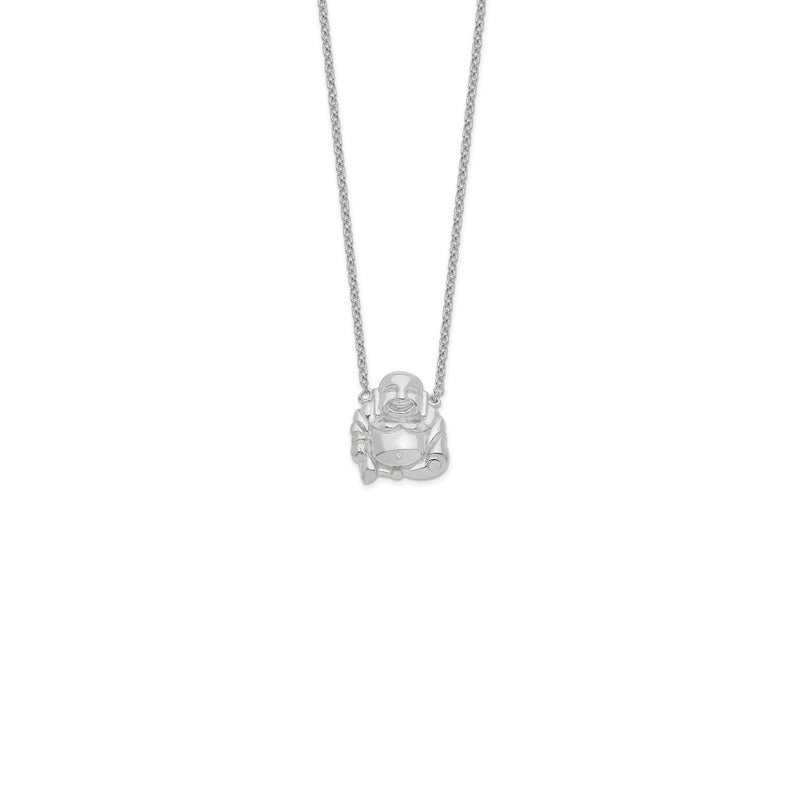 Smiling Buddha Necklace (Silver) front - Popular Jewelry - New York