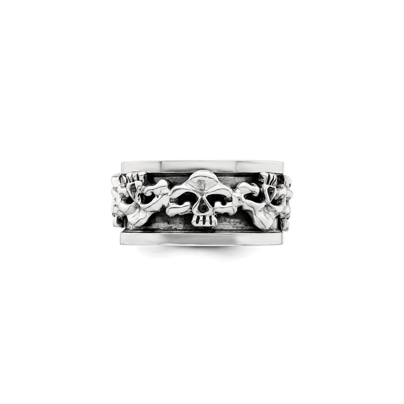 Spinning Center Antiqued Skull Ring (Silver) alternate - Popular Jewelry - New York