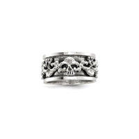 Ring Spinner Antiqued Skull Ring (Silver) main - Popular Jewelry - New York