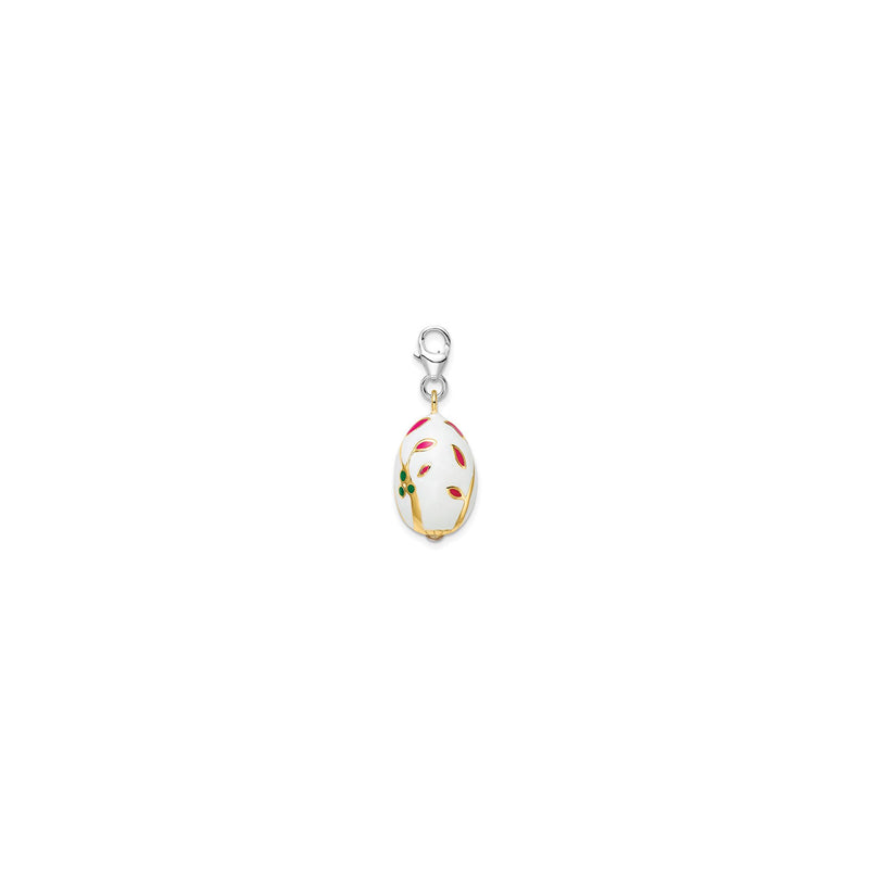 White Fancy Nature Easter Egg Charm (Silver) side - Popular Jewelry - New York