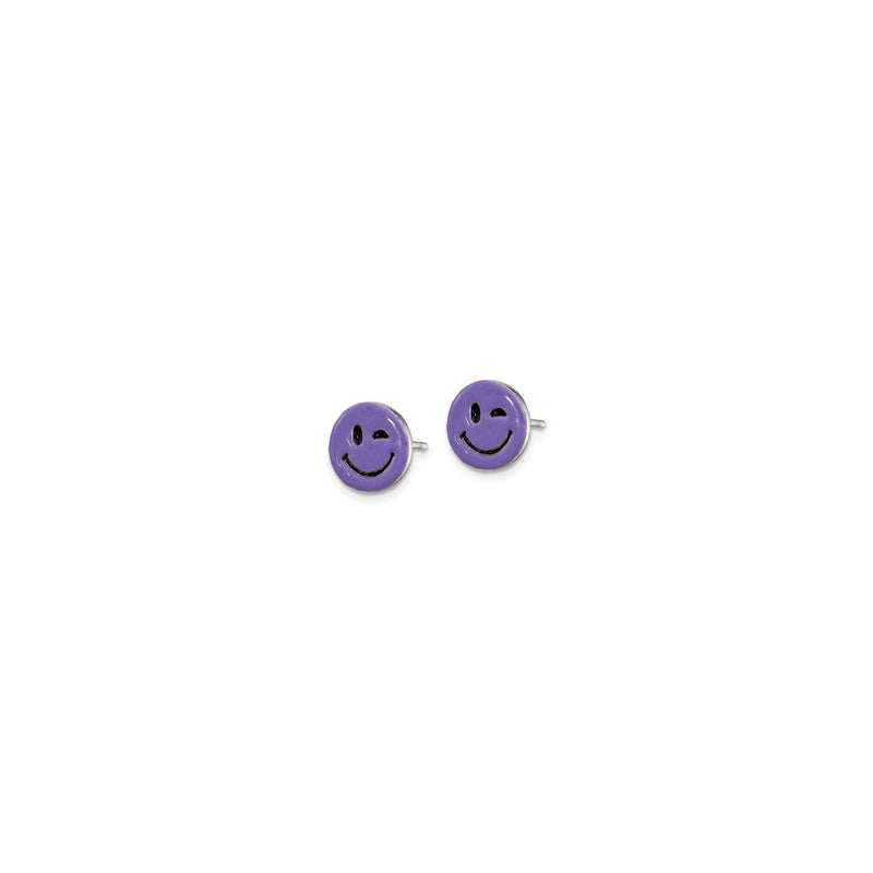 Winking Purple Emoji Stud Earrings (Silver) side - Popular Jewelry - New York