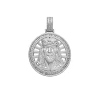 ]Silver Channel Setting Halo Round Medallion Pendant (Silver) Popular Jewelry New York