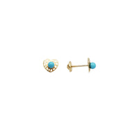 Sky Blue Ball Heart Stud CZ Earrings (14K)