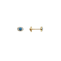 Sky Blue Evil Eye Stud CZ Earrings (14K)
