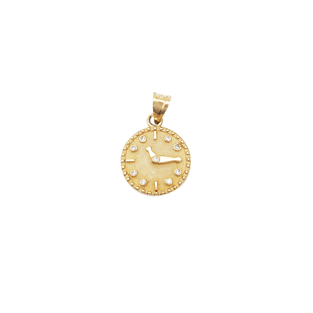 Small Clock CZ Pendant (14K)