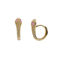Zirconia Snake Hoops Earrings (14K)