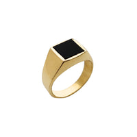 Kvadrātveida melna oniksa zīmoga gredzens (14 K) Popular Jewelry NY