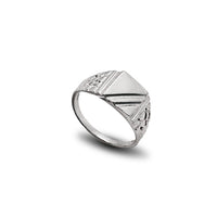 Nugget Accent Ridged Square Signet Ring (Volafotsy)