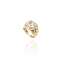 Square Steps CZ Ring (14K)