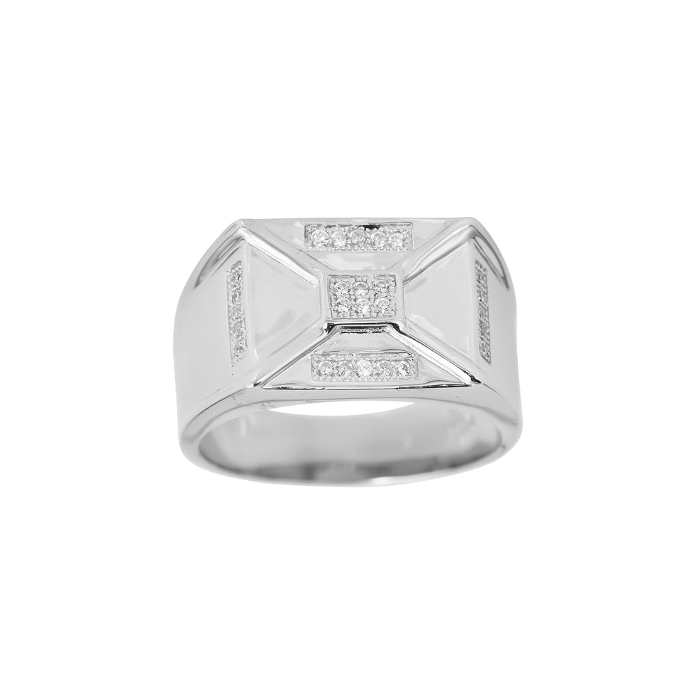 Square Stone-Set Men's Ring (Silver) Popular Jewelry New York