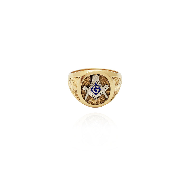 Square & Compass Blue & Gold Masonic Ring (14K) New York Popular Jewelry
