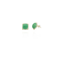 Earrings Square Jade (14K) New York Popular Jewelry