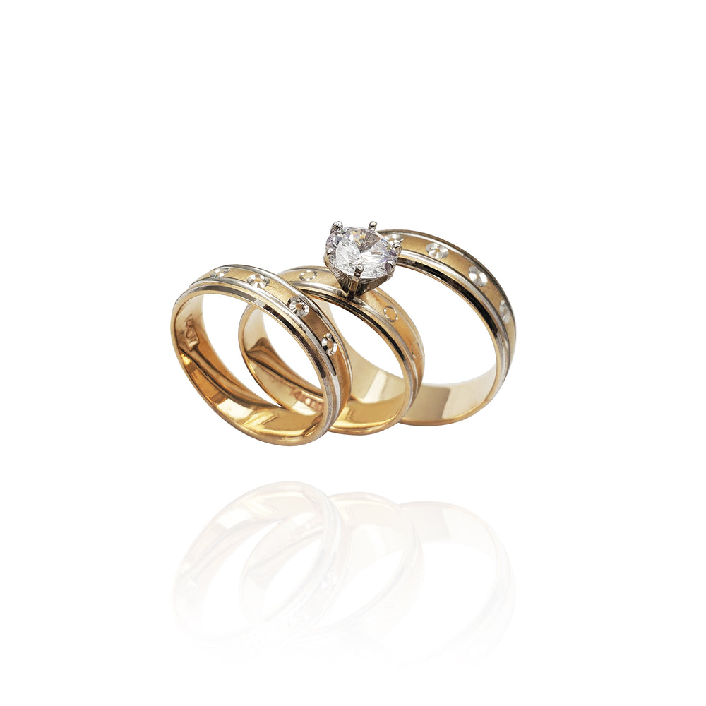 Stamped Engagement Ring Set (14K)