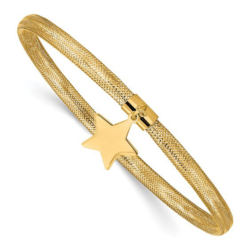 Star Charm Mesh Stretchable Bangle Bracelet (14K) Popular Jewelry New York