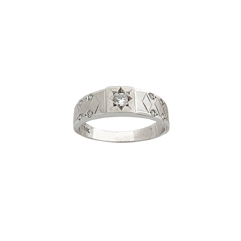 Star Cuts Stone-Set White Gold Wedding Band (14K) Popular Jewelry New York