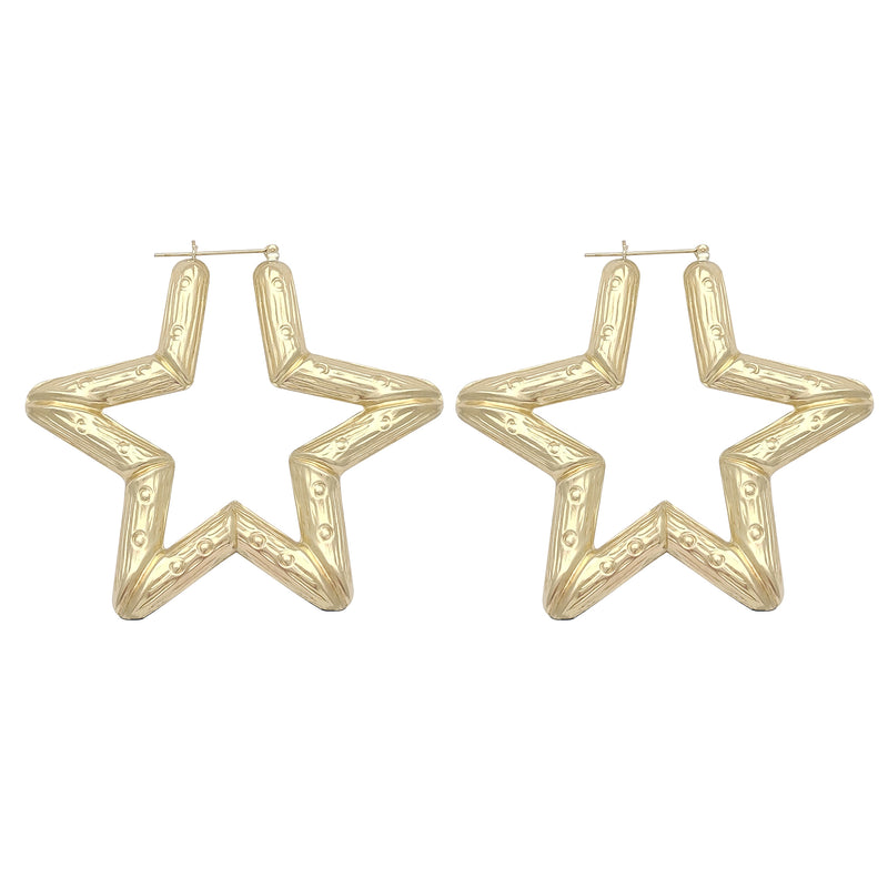 Star Shaped Studded Hoop Earrings (10K) Popular Jewelry New York