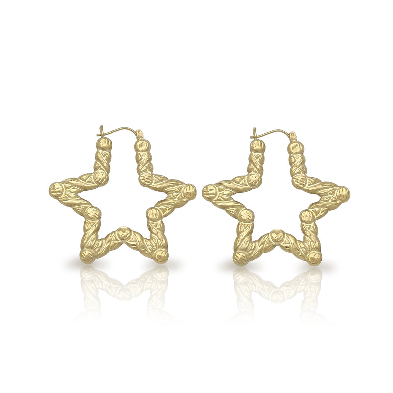 Star Shaped XO Bamboo Eariings (10K) Popular Jewelry New York