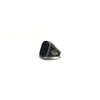 Dijagonalni prsten s crnim onikom dvostruki orao (srebrni) - Popular Jewelry - New York