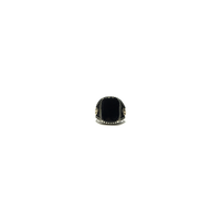 ಕಪ್ಪು ಓನಿಕ್ಸ್ ಡಬಲ್ ಈಗಲ್ ರಿಂಗ್ (ಸಿಲ್ವರ್) ಮುಂಭಾಗ - Popular Jewelry - ನ್ಯೂ ಯಾರ್ಕ್