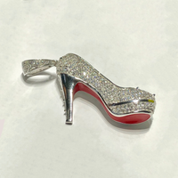 High Heel CZ Iced-Out Pendant (Silver) - Popular Jewelry New York