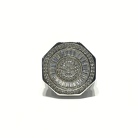 Iced-Out Octagonal Cluster CZ Statement Ring (Silver) front - Popular Jewelry - New York