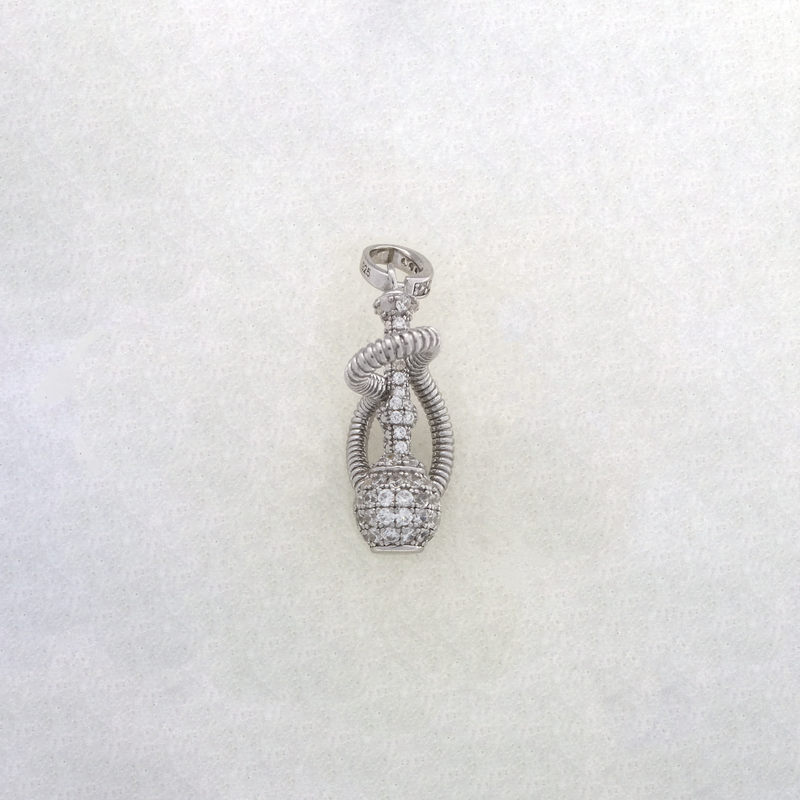 Iced-Out Hookah Pendant Silver - Popular Jewelry