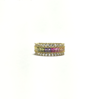 Multi-Color CZ Bulky Eternity Ring (Silver) yellow front 2 - Popular Jewelry - New York