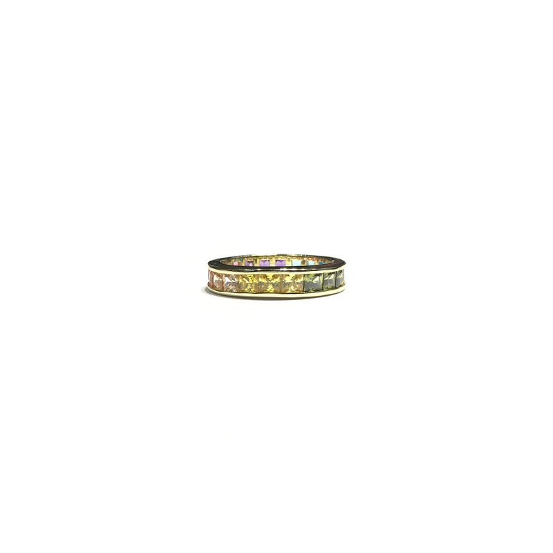 Multi-Color CZ Eternity Band (Silver) yellow front 2 - Popular Jewelry - New York